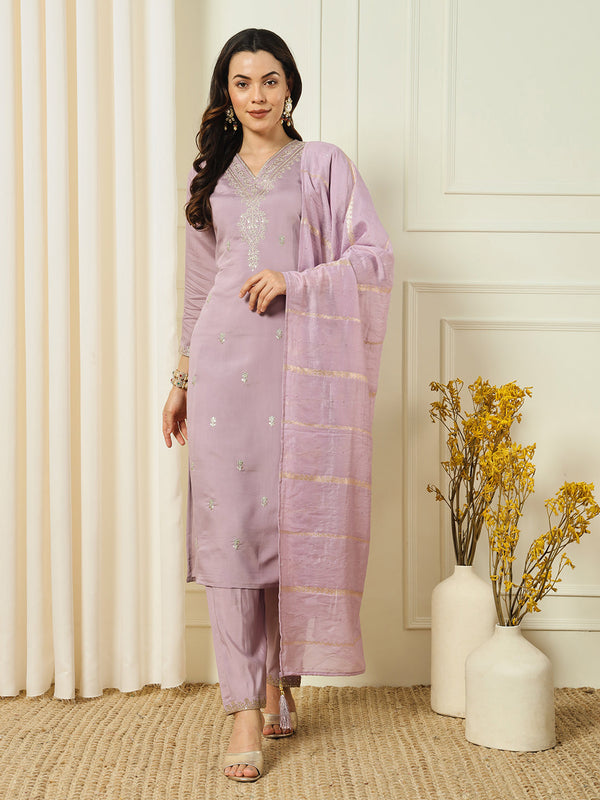Lavender Roman Silk Pant Suit 191697